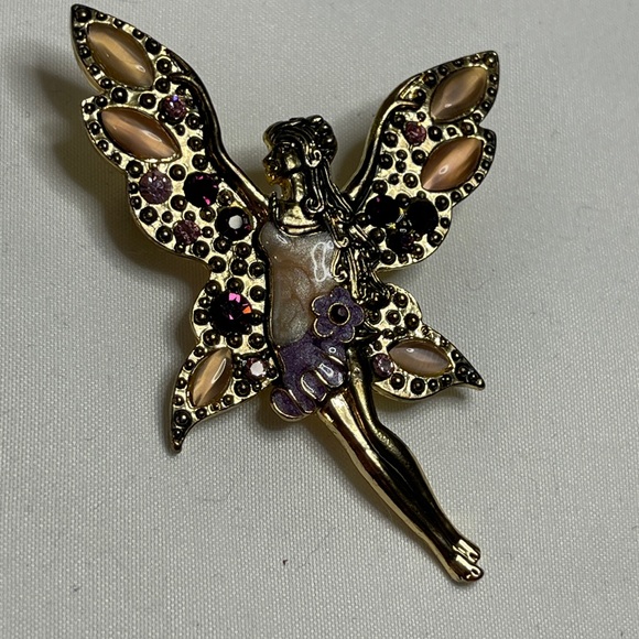 Jewelry - Charming Fairy Brooch with Gold and Purple Accents